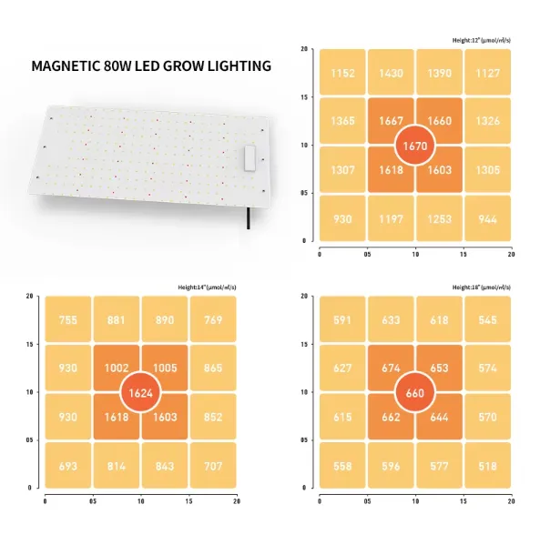 80W Full Spectrum LED Grow Light Panel | Magnetic 3 Chanels Vetical Farm Enhancer